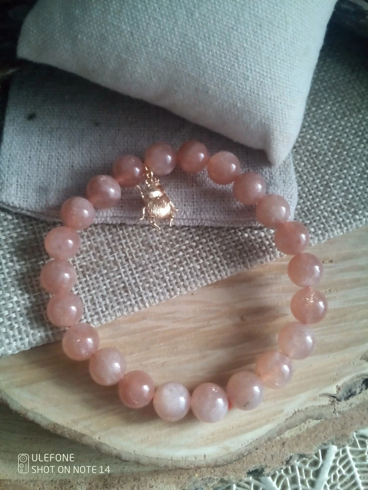 Bracelet scarabée pierres de lune orangées – photo 2